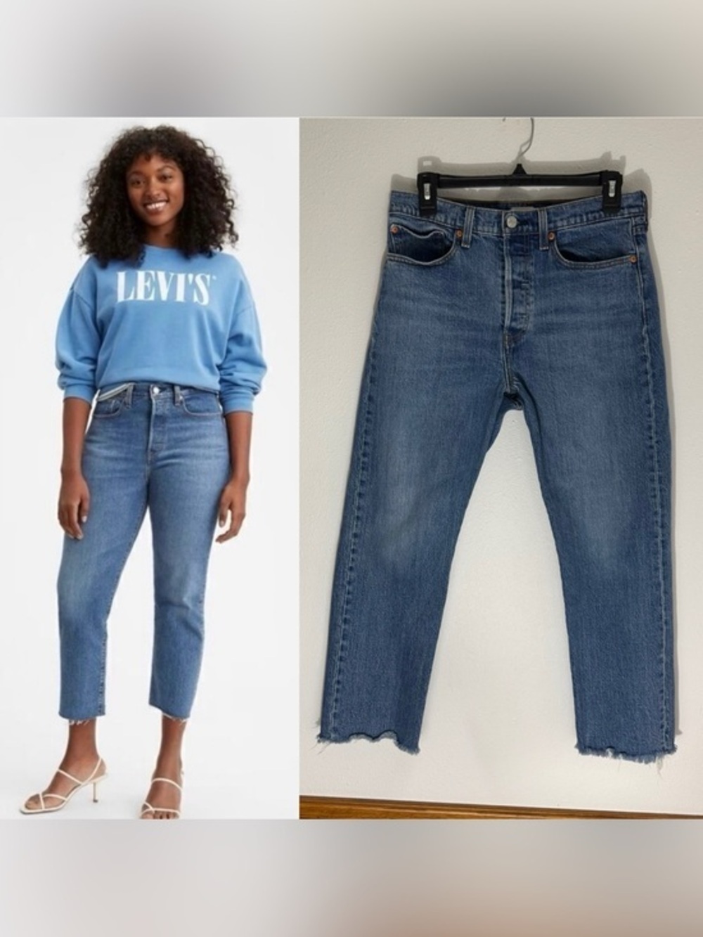 Levi’s Premium Wedgie Straight raw hem cropped jeans size 30